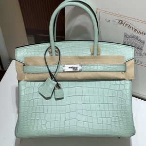 플래티넘 30cm 민트그린 실버 버클 가방