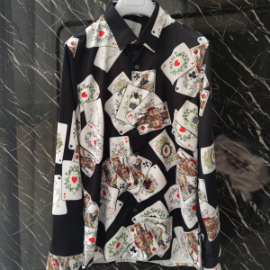 트럼프카드 패턴 블랙 셔츠