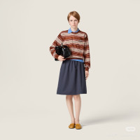 스트라이프 크롭 니트 스웨터