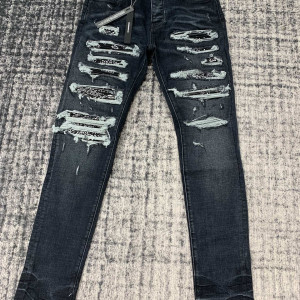 블랙 디스트로이드 데님 팬츠