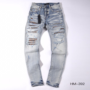 라이트 블루 디스트로이드 데님 진